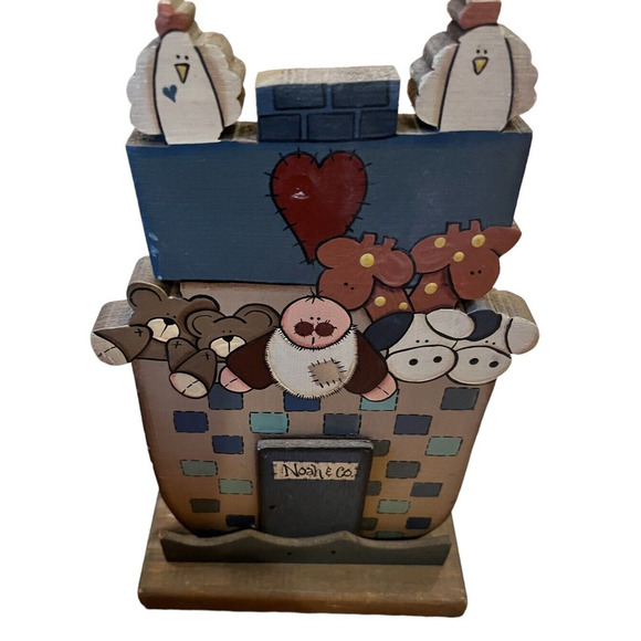 NOAH'S ARK Noah & Co Standing Plaque Wood Picture Folk Retro Country 11.5 x. 6.5 - Picture 3 of 6